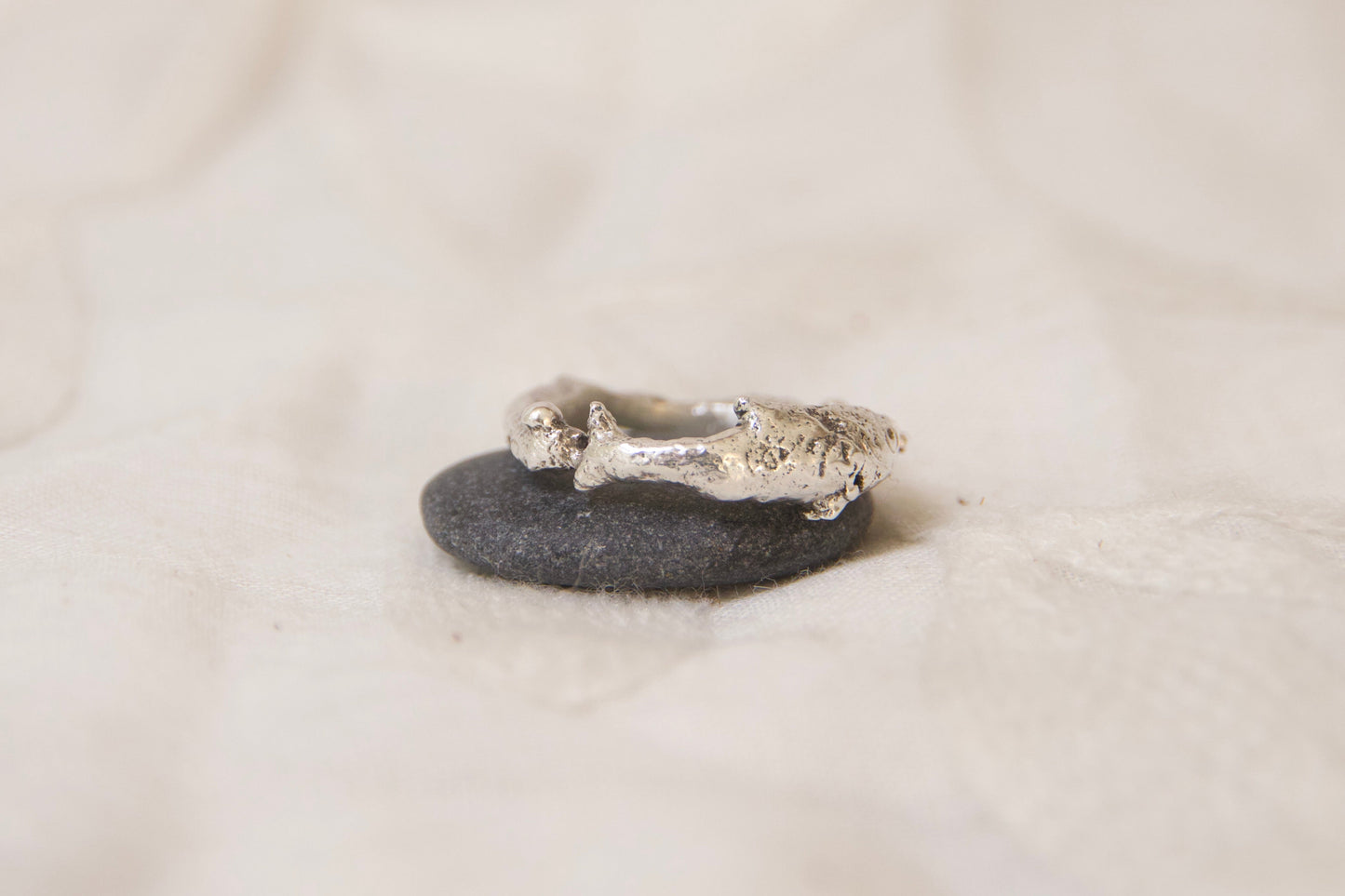 Unique squiggle fish ring sterling silver handmade fish