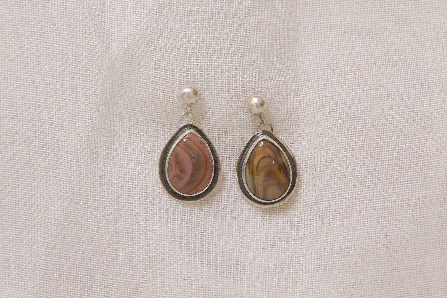 Sterling silver one of a kind jasper drop earrings