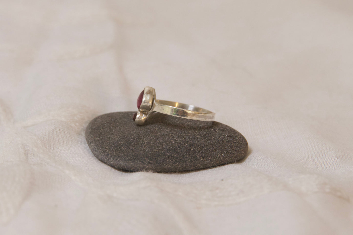 Sterling silver tourmaline and amber ring