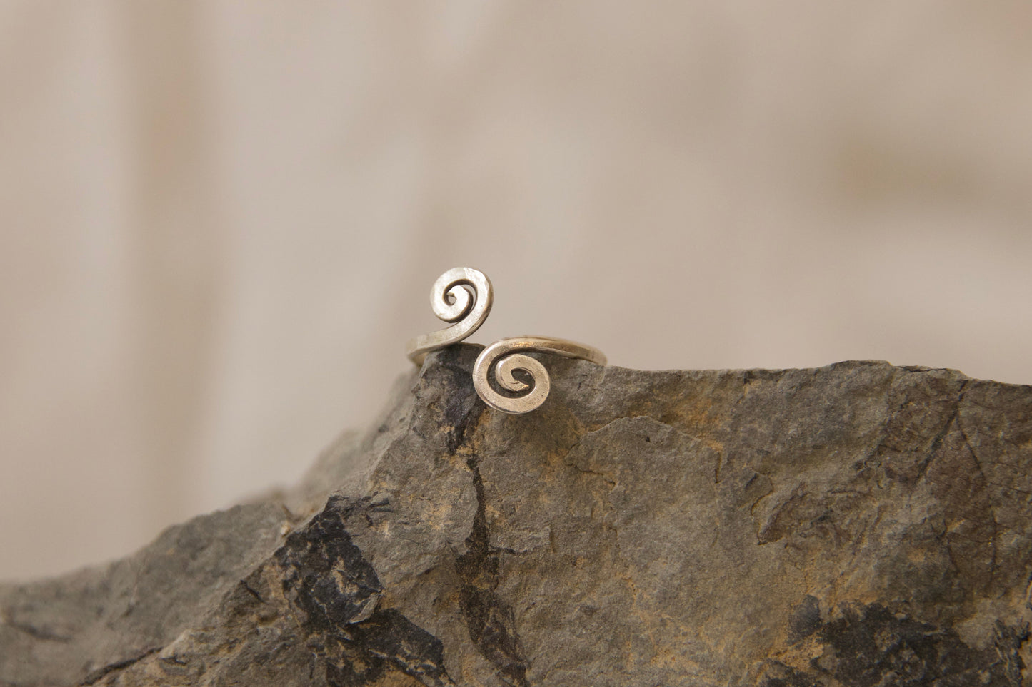 Forged sterling silver swirly ring