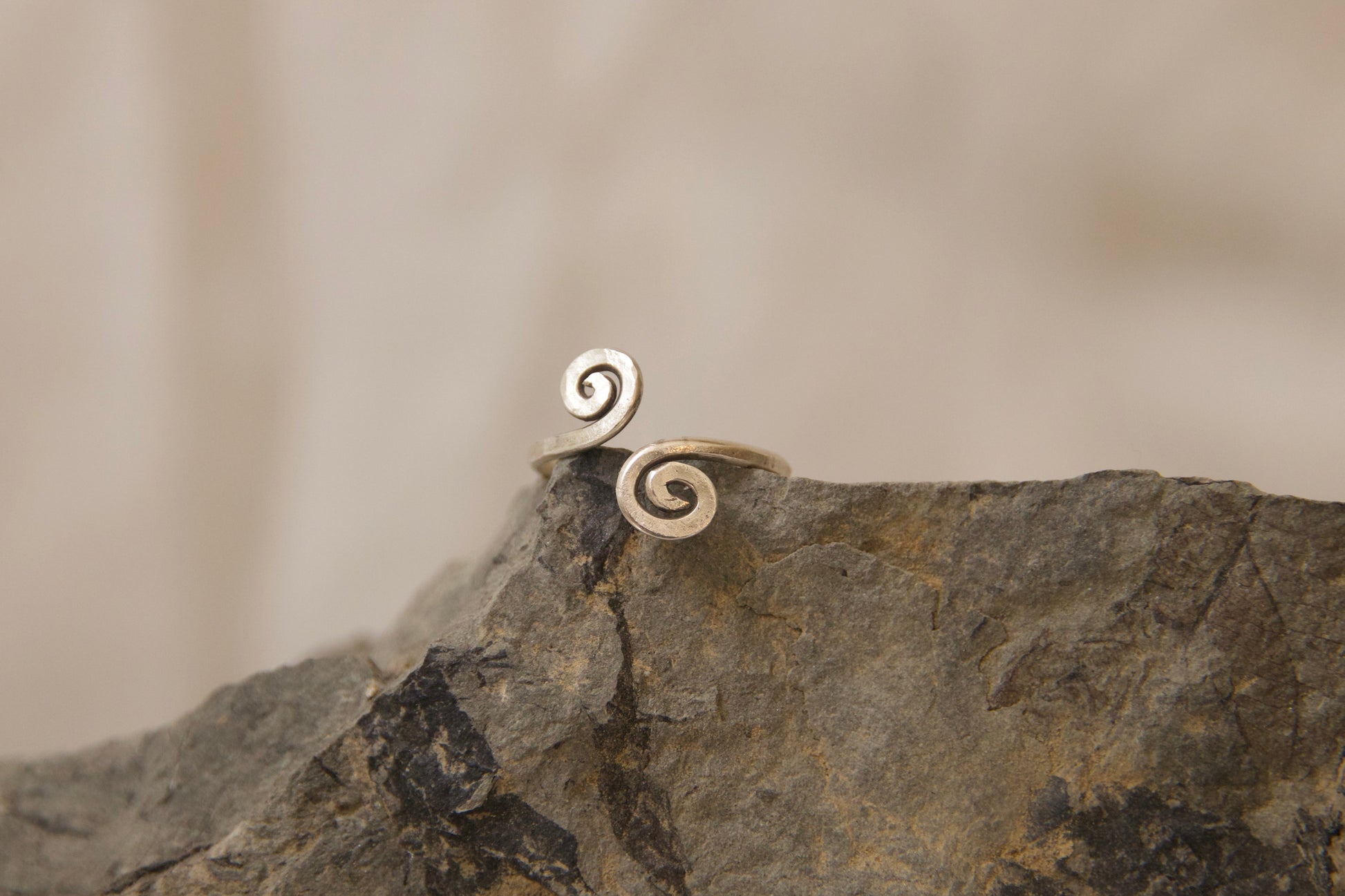 Forged sterling silver swirly ring