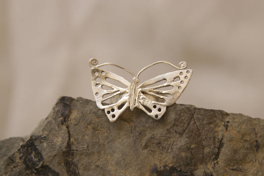 One of a kind sterling silver butterfly rly ring hand pierced and sawed 