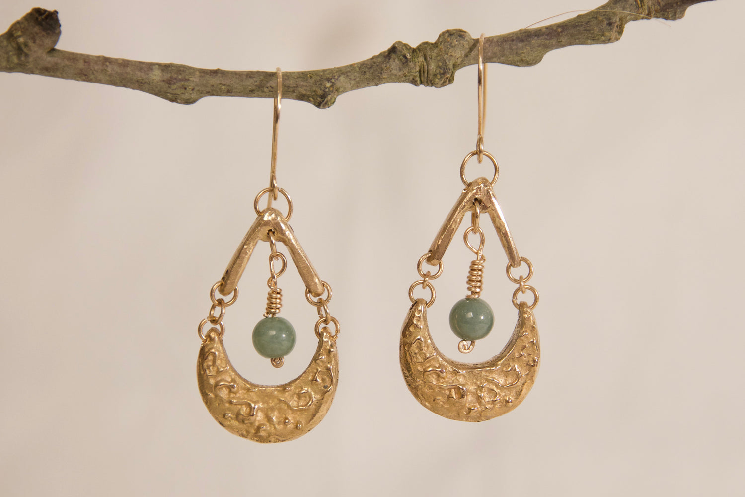 Bronze jadeite earrings