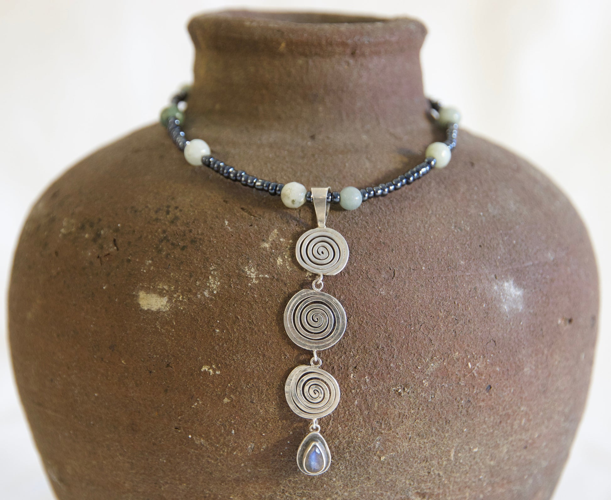 Labradorite and jadeite necklace