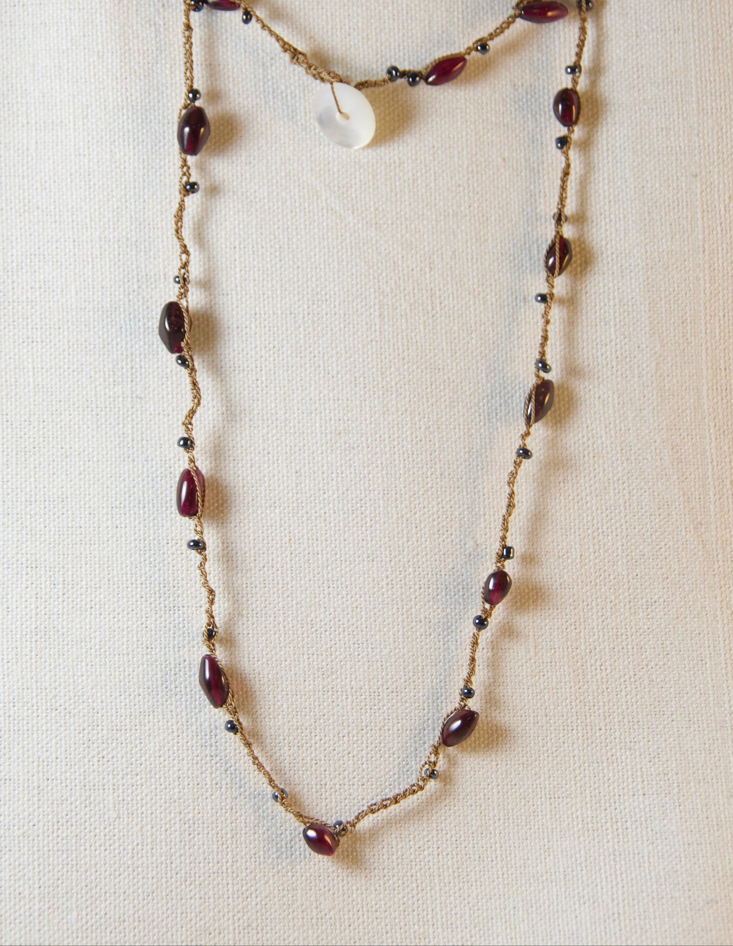Beaded necklace on a white back drop