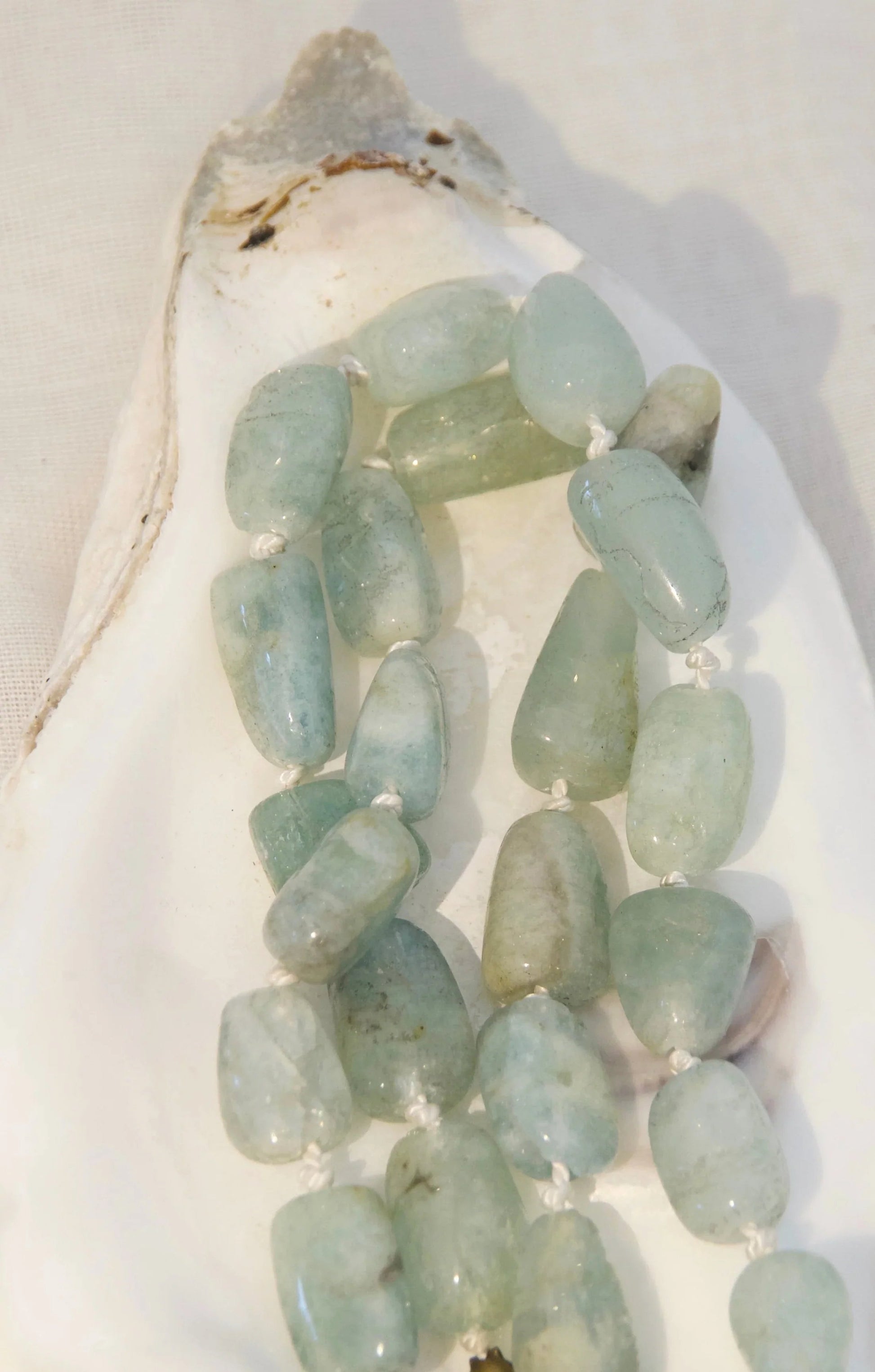 Artisan made aquamarine knotted necklace 