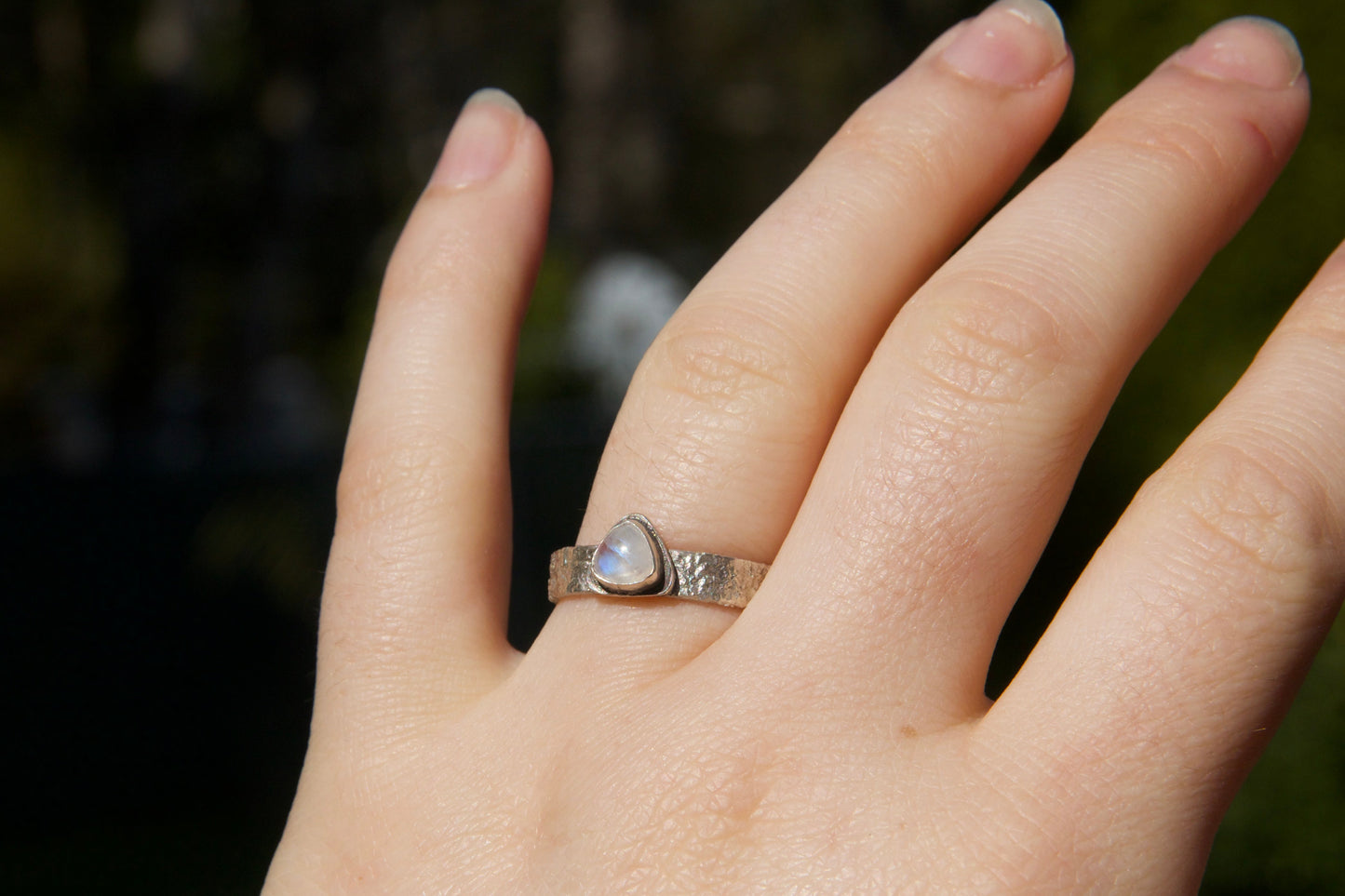 Handmade moonstone ring set in sterling silver one of a kind ring