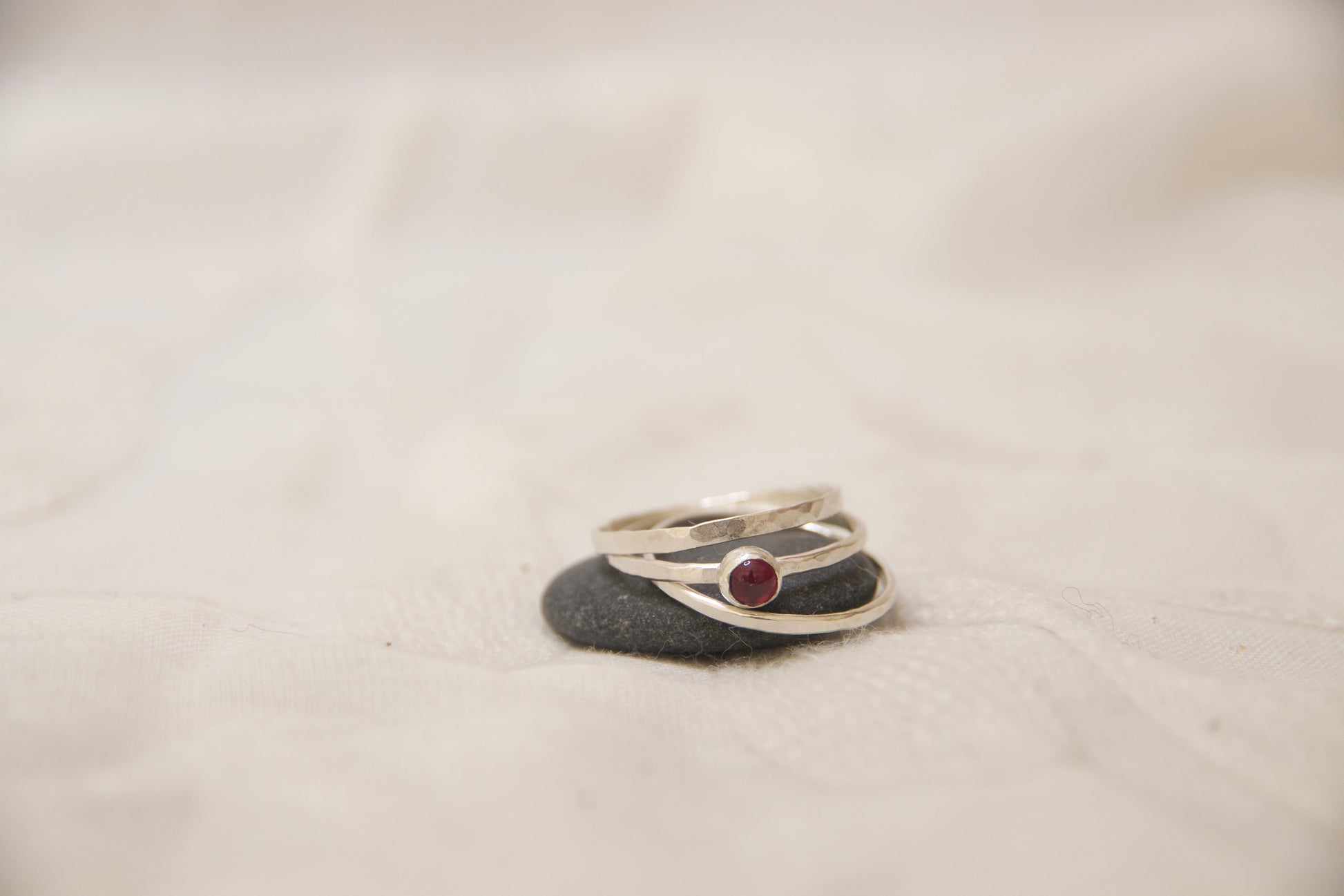 One of a kind sterling silver stackers