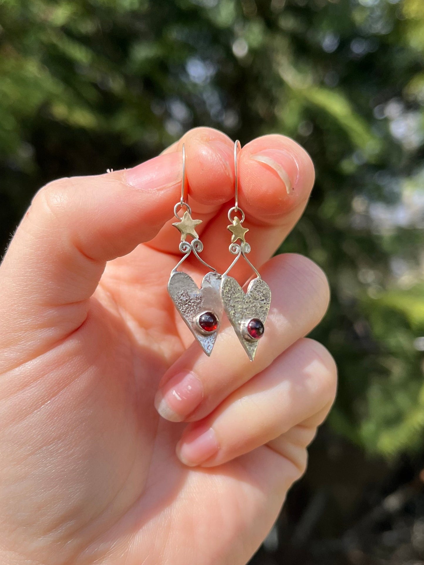 garnet love earrings