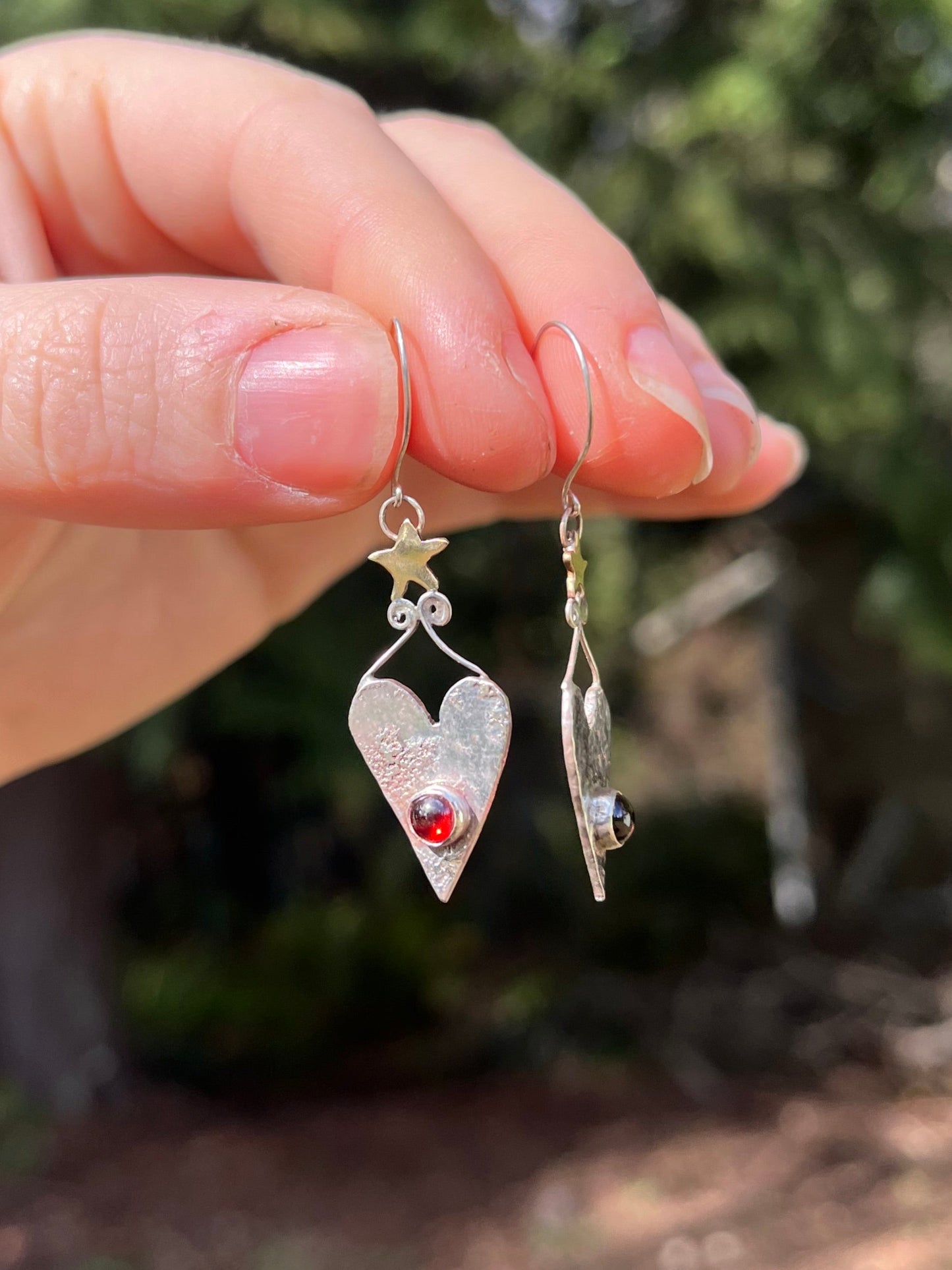 garnet love earrings