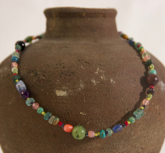 Colorful gemstone necklace