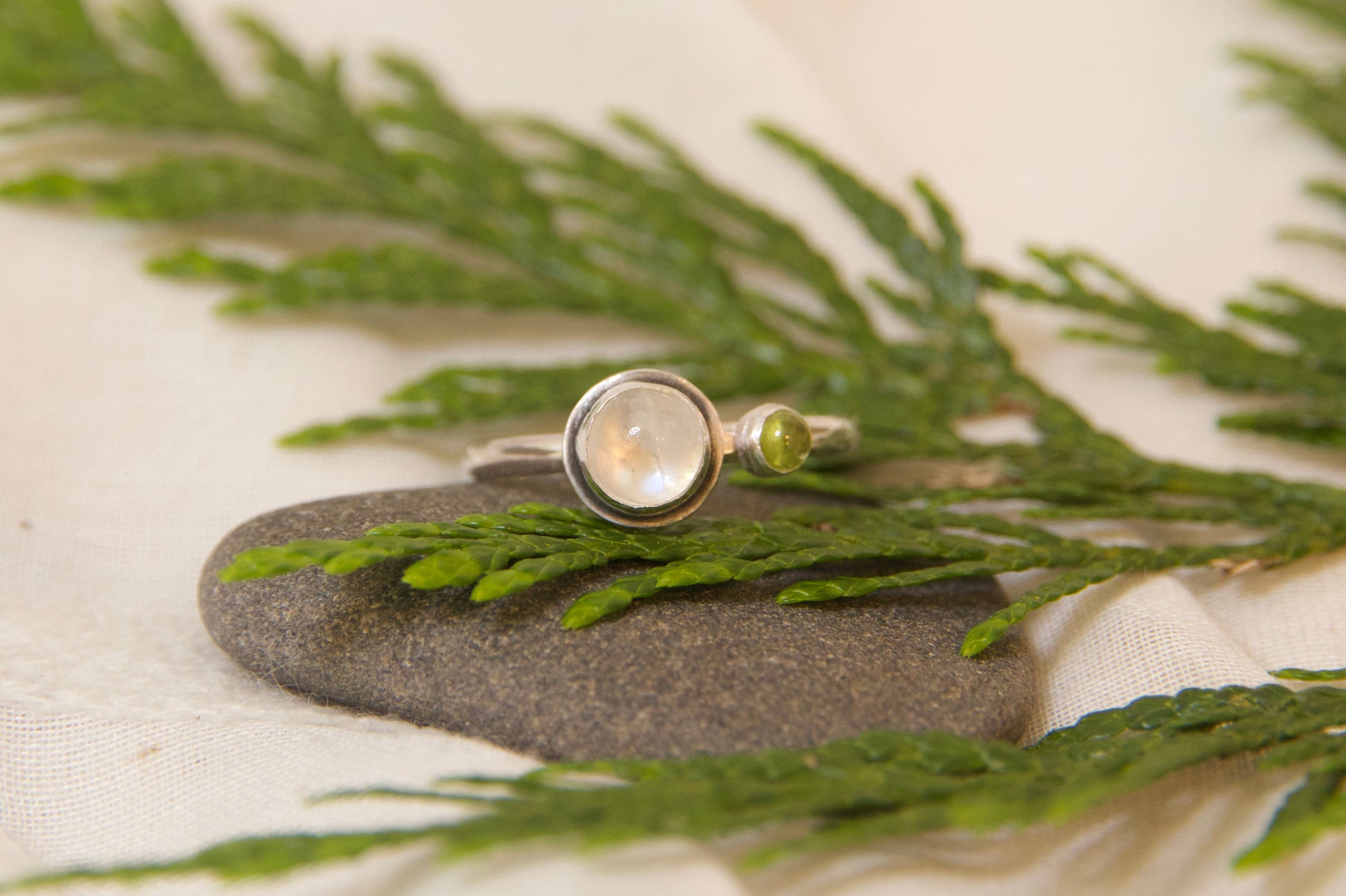 One of a kind round stone ring