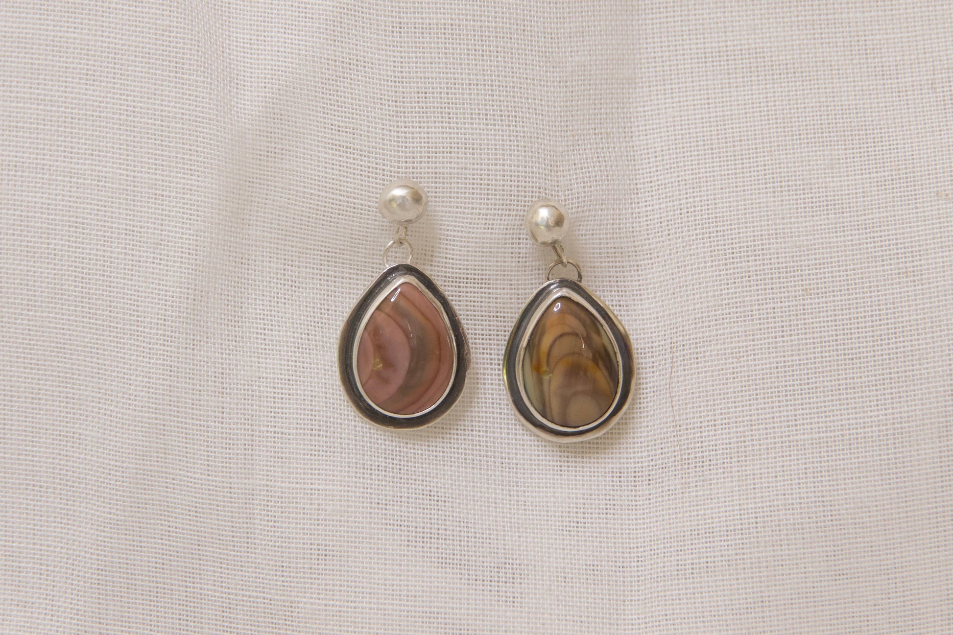 Sterling silver one of a kind jasper drop earrings