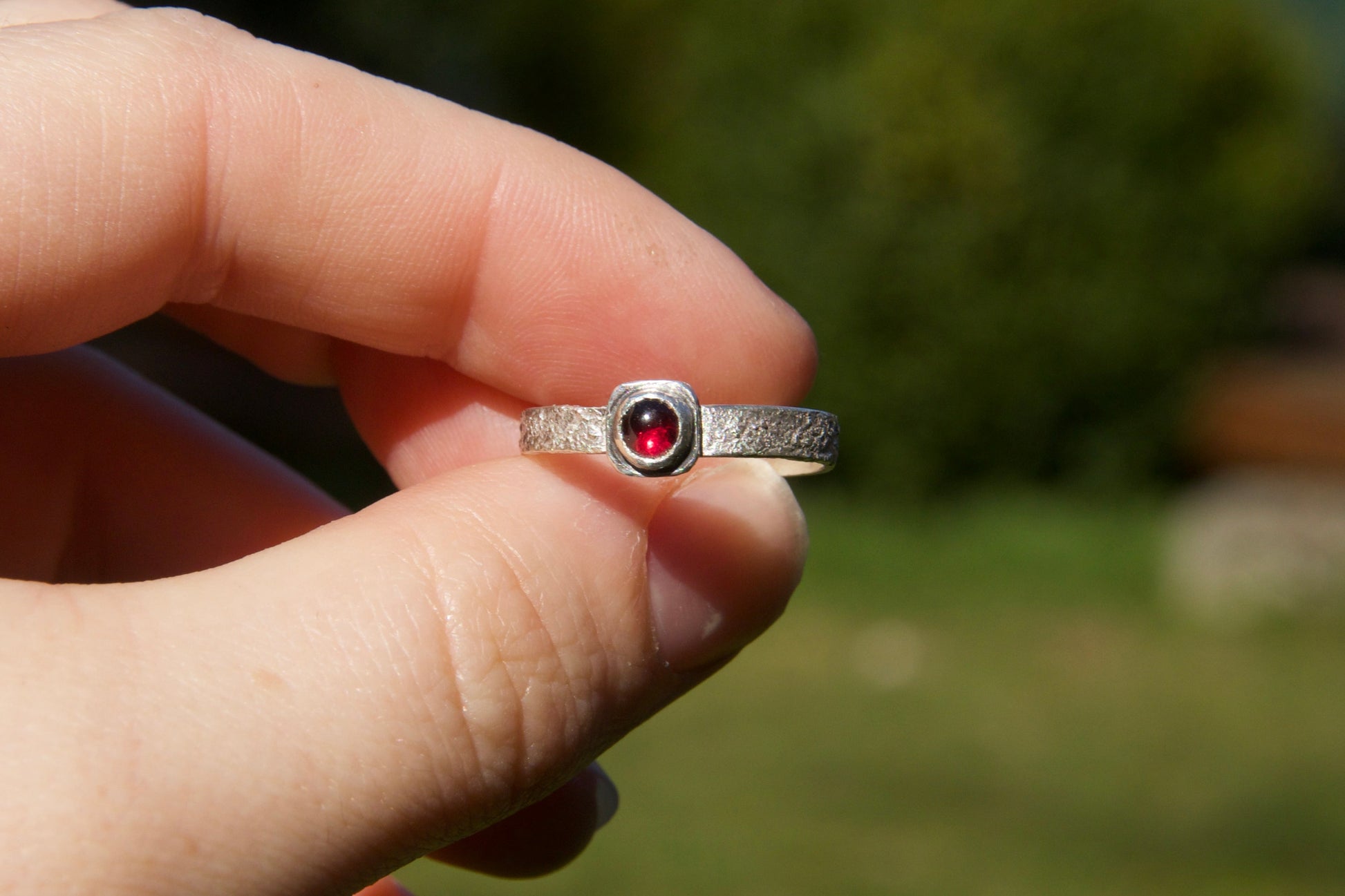 Handmade sterling silver ring unique square setting whimsical jewelry