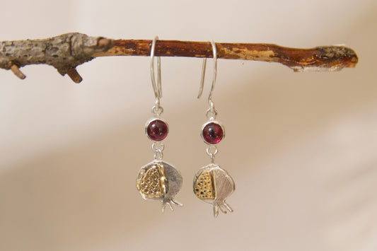 Unique garnet and pomegranate earrings