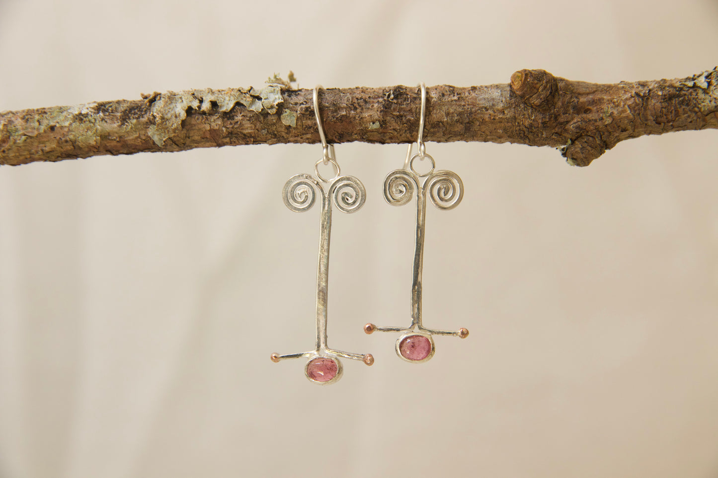 Pink stone whimsical earrings