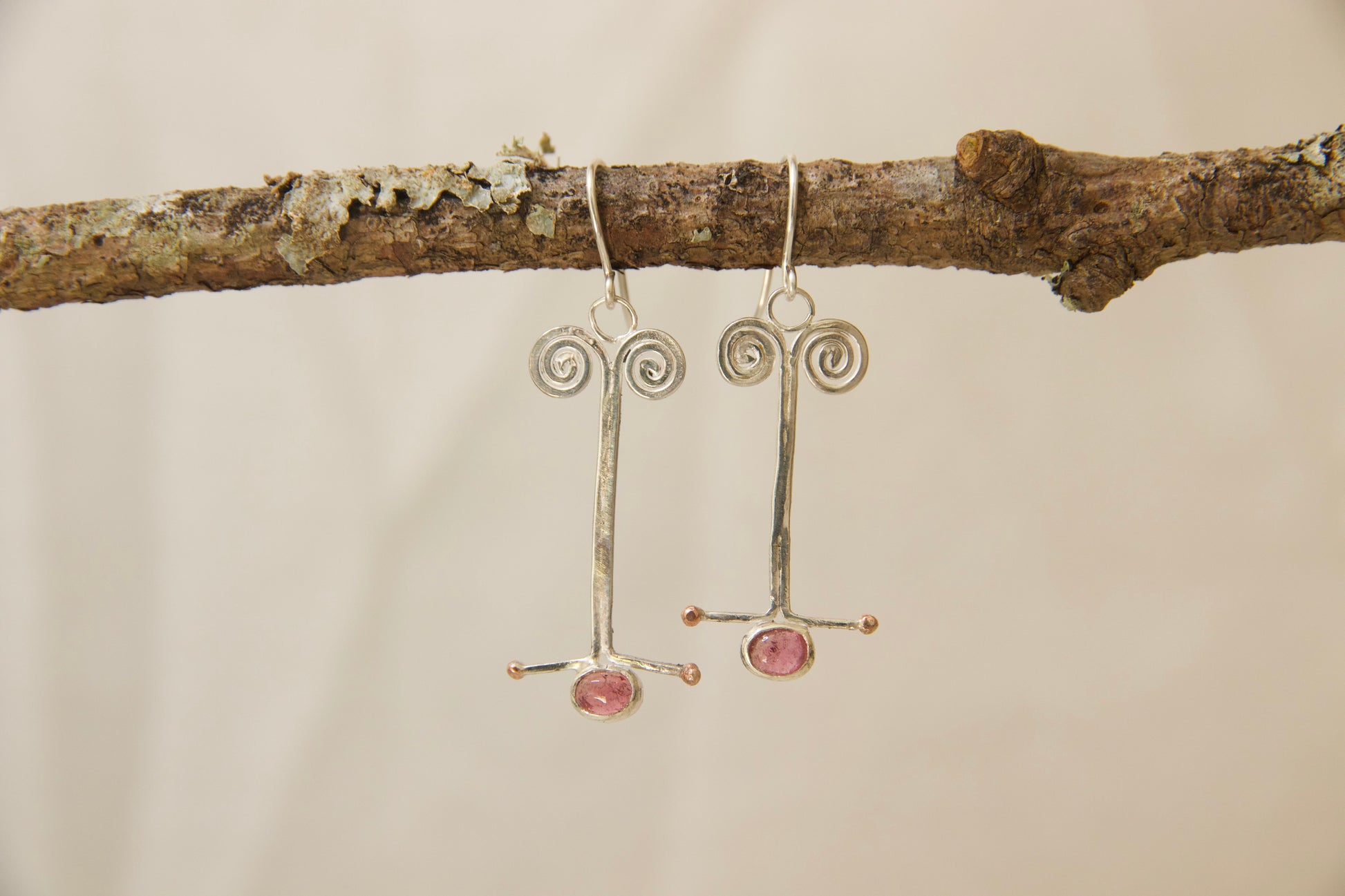 Pink stone whimsical earrings