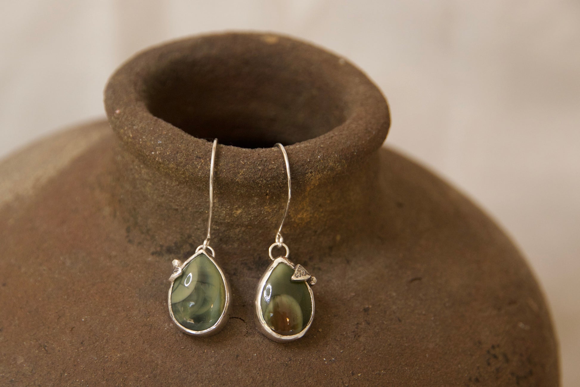 Unique whimsical leaf earrings handmade with love