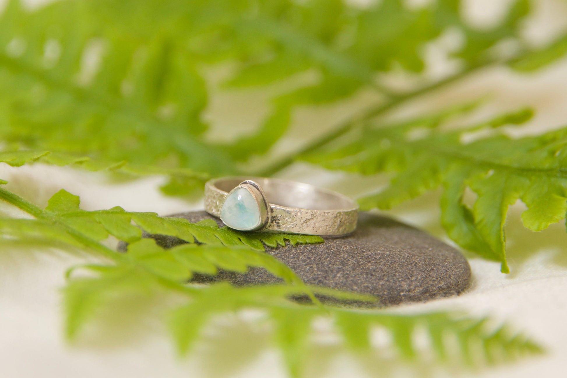 Moonstone one of a kind teal ring