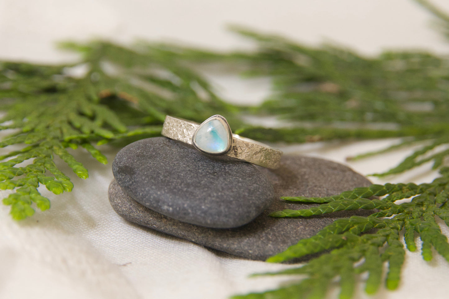 Sterling silver moonstone trillium ring