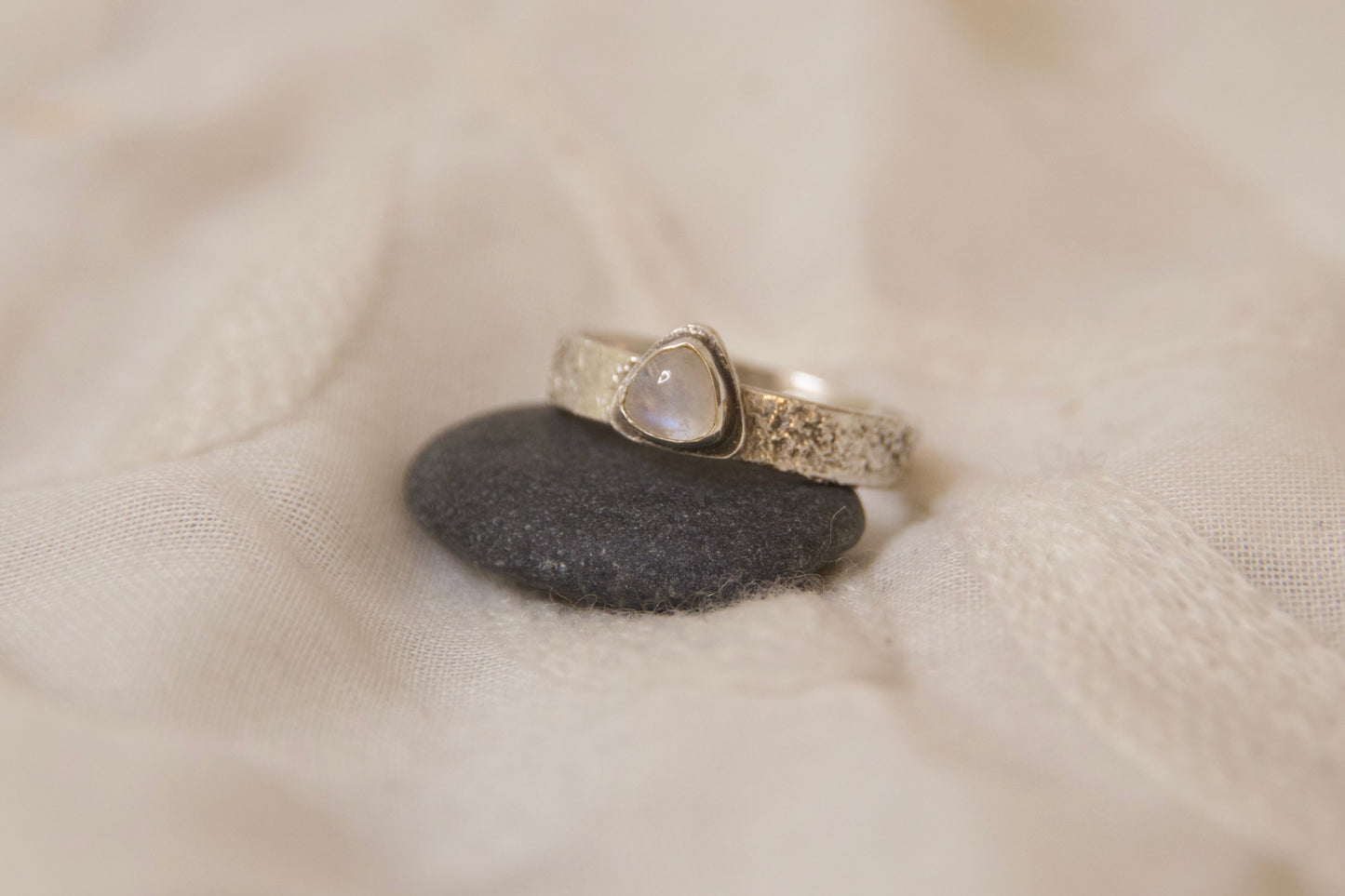 Trillium cut sterling silver handcrafted ring natural texture