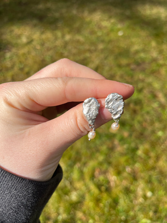 Unique one of a kind artistically made oyster earrings