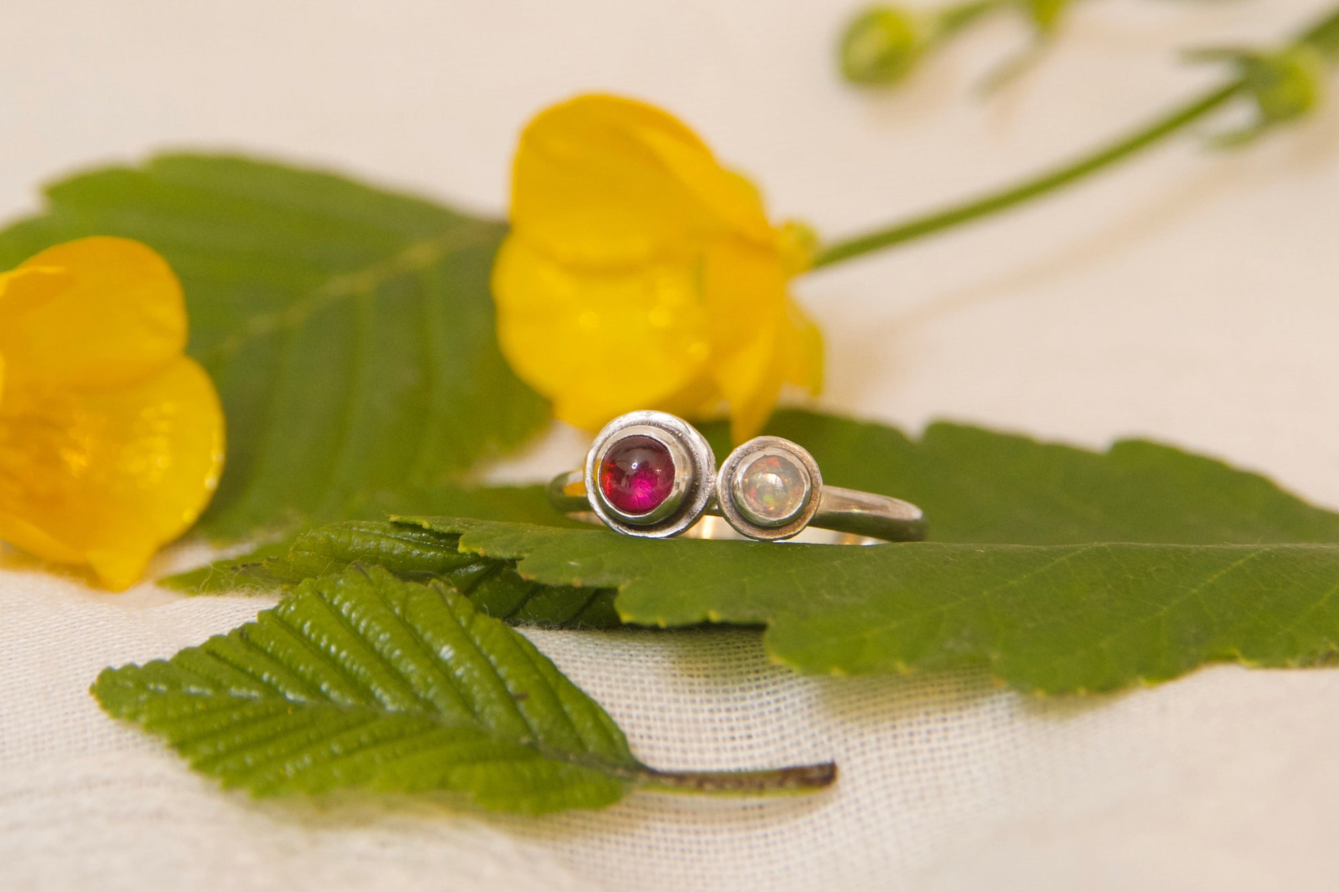 Sterling silver artisan made opal ring