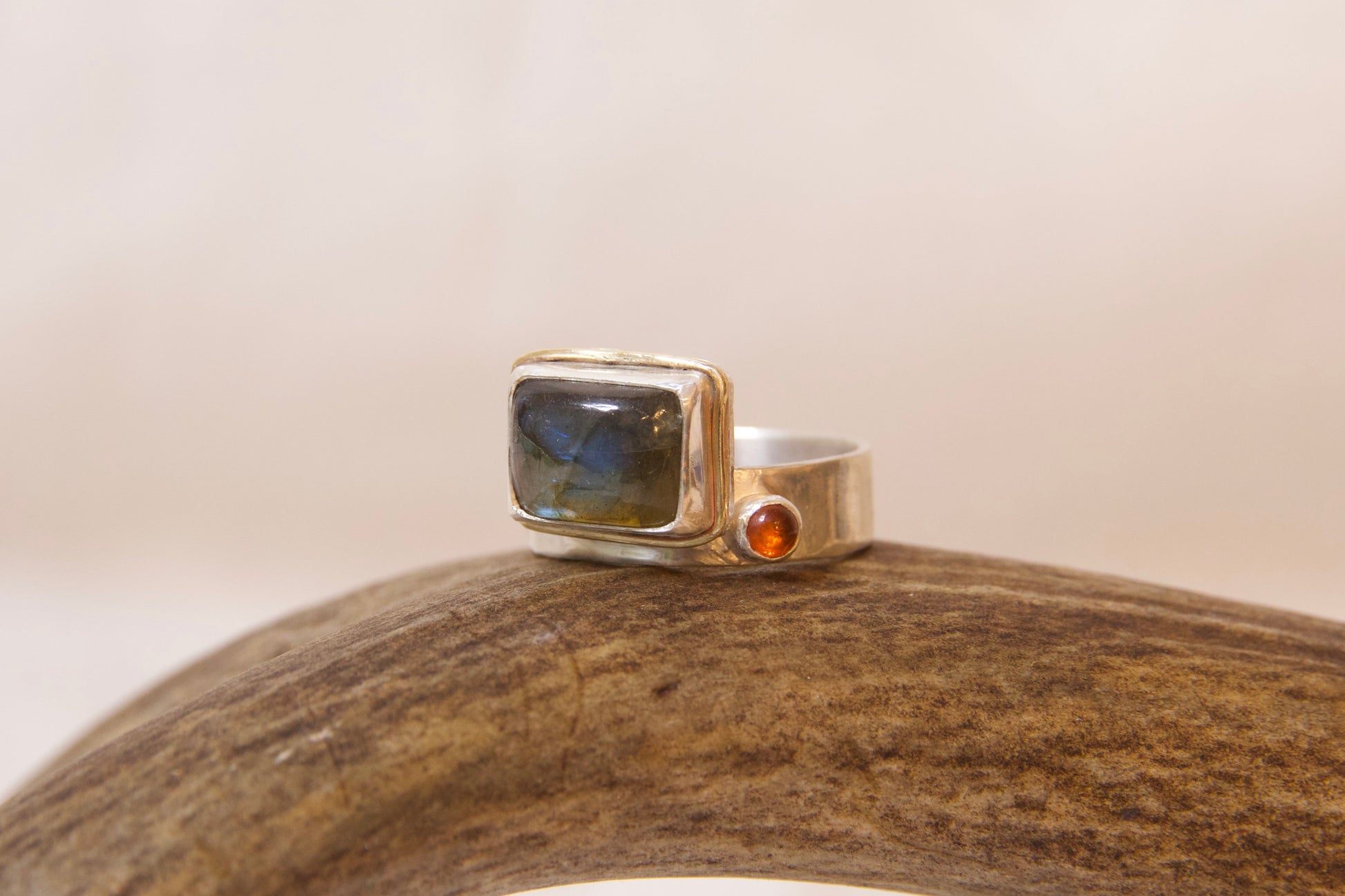 Labradorite and sterling silver earth ring