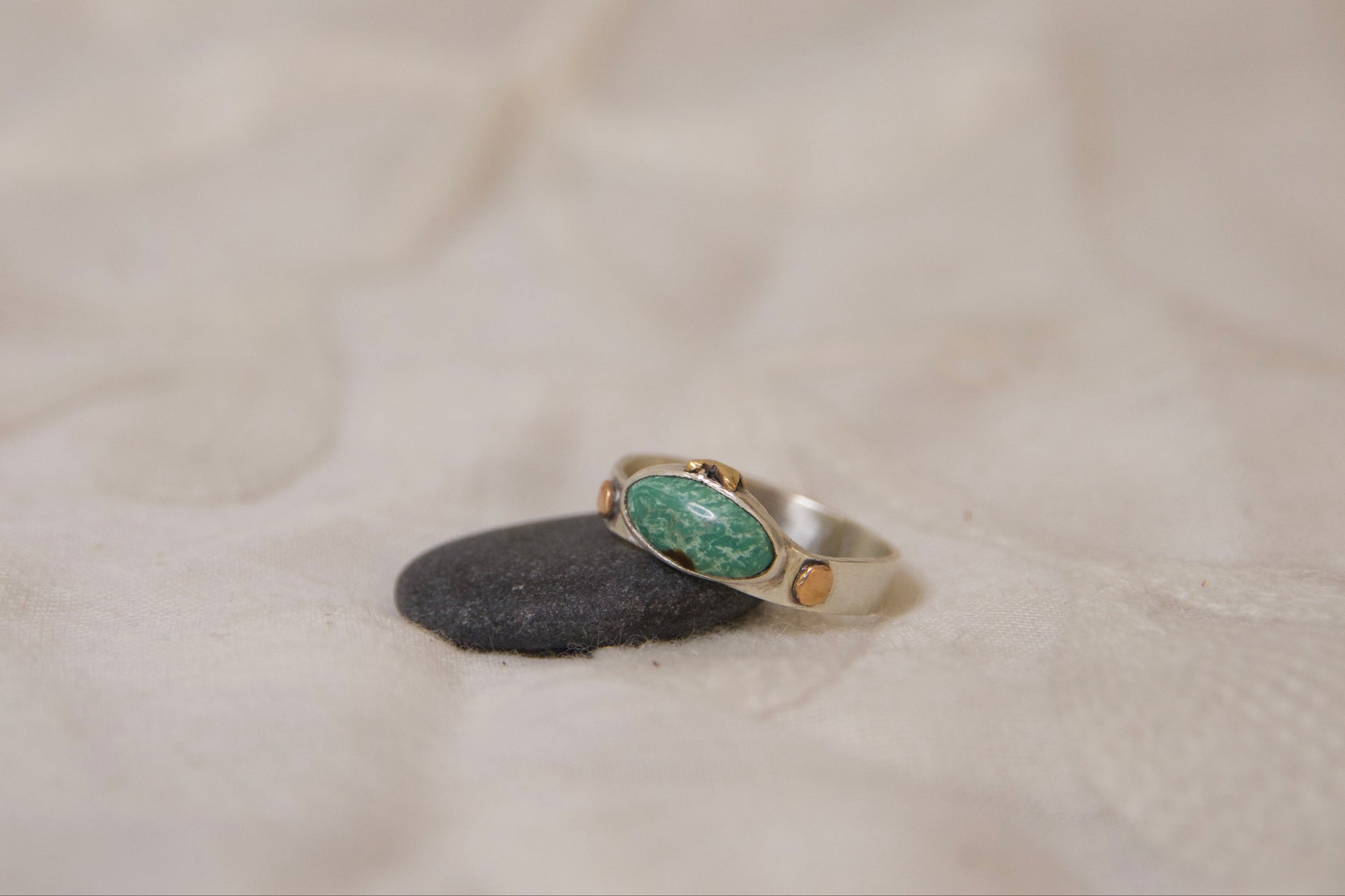 Sterling silver and brass colorful ring